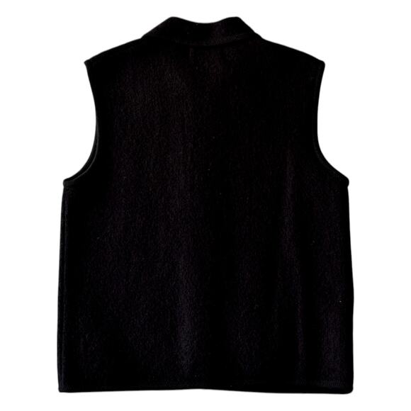 Cats and Yarn Embroidered Black Wool Zipper Vest Size Medium - Picture 5 of 6